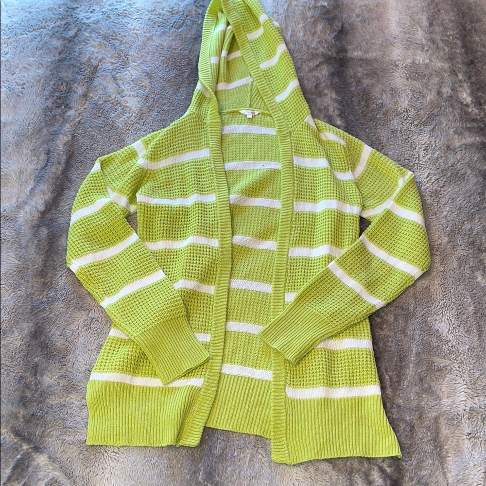 Lime Green Striped Women's Cardigan 🍋‍🟩